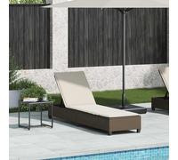 vidaXL Lettino Prendisole con Cuscini Marrone 55x200x25,5cm Polyrattan, lettino, lettino, lettino, lettino, lettino, chaise longue, lettino lounge
