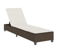 vidaXL Lettino Prendisole con Cuscini Marrone 55x200x25,5cm Polyrattan, lettino, lettino, lettino, lettino, lettino, chaise longue, lettino lounge