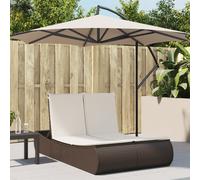 vidaXL Lettino Prendisole con Cuscini Marrone in Polyrattan