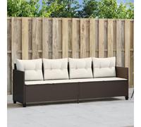 vidaXL Lettino Prendisole con Cuscini Marrone in Polyrattan