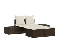 vidaXL Lettino Prendisole con Cuscini Marrone in Polyrattan