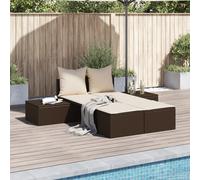 vidaXL Lettino Prendisole con Cuscini Marrone in Polyrattan