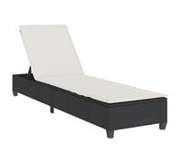 vidaXL Lettino Prendisole con Cuscini Nero 55x200x25,5cm in Polyrattan, lettino, lettino, lettino, lettino, lettino, chaise longue, lettino lounge