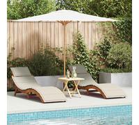 vidaXL Lettino prendisole con cuscino 2 pcs Bianco 184 x 55 x 64cm