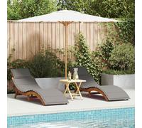 vidaXL Lettino prendisole con cuscino 2 pcs Grigio 184 x 55 x 64cm