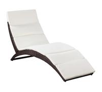 Lettino a sdraio pieghevole con cuscino in polyattan marrone