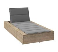 vidaXL Lettino Prendisole con Cuscino Galleggiante Beige in Polyrattan, lettino, chaise longue, lettino da giardino, lettino da giorno
