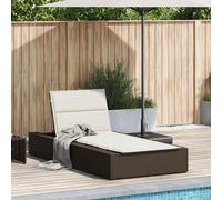vidaXL Lettino Prendisole con Cuscino Galleggiante Marrone Polyrattan