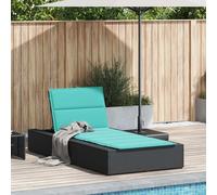 vidaXL Lettino Prendisole con Cuscino Galleggiante Nero in Polyrattan