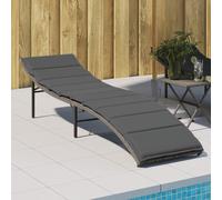 vidaXL Lettino Prendisole con Cuscino Grigio 55x199x50cm in Polyrattan