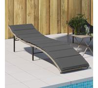 vidaXL Lettino Prendisole con Cuscino Grigio 55x199x50cm in Polyrattan