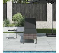 vidaXL Lettino Prendisole con Cuscino Grigio 55x200x44cm in Polyrattan, lettino, lettino, lettino, lettino, lettino, chaise longue, lettino lounge