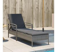 vidaXL Lettino Prendisole con Cuscino Grigio 63x200x81 cm Polyrattan