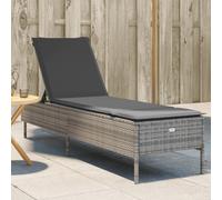 vidaXL Lettino Prendisole con Cuscino Grigio in Polyrattan