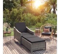 vidaXL Lettino Prendisole con Cuscino Grigio Scuro Polyrattan Grigio