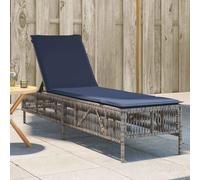 vidaXL Lettino prendisole con Cuscino in Polyrattan Grigio