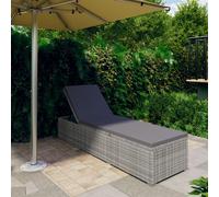 vidaXL Lettino Prendisole con Cuscino in Polyrattan Grigio