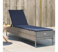 vidaXL Lettino prendisole con Cuscino in Polyrattan Grigio