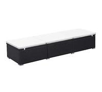 vidaXL Lettino Prendisole in Polyrattan Nero e Bianco Sdraio da Giardino