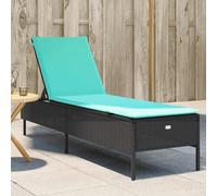 vidaXL Lettino prendisole con Cuscino in Polyrattan Nero