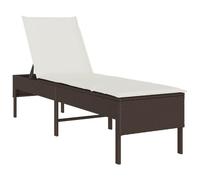 vidaXL Lettino Prendisole con Cuscino Marrone 55x200x44 cm Polyrattan, lettino, lettino, lettino, lettino, lettino, chaise longue, lettino lounge