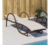 vidaXL Lettino Prendisole con Cuscino Marrone 60x199x42 cm Polyrattan