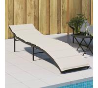 vidaXL Lettino Prendisole con Cuscino Nero 55x199x50 cm in Polyrattan