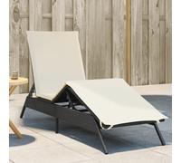 vidaXL Lettino Prendisole con Cuscino Nero in Polyrattan