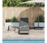 vidaXL Lettino Prendisole con Ruote e Cuscino in Polyrattan Grigio
