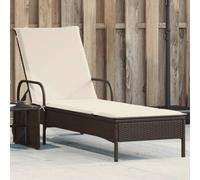 vidaXL Lettino Prendisole con Ruote e Cuscino in Polyrattan Marrone