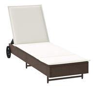 vidaXL Lettino Prendisole con Ruote e Cuscino in Polyrattan Marrone, lettino prendisole con ruote, lettino prendisole, lettino da giardino