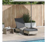 vidaXL Lettino Prendisole con Ruote e Cuscino Polyrattan Grigio Chiaro