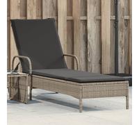 vidaXL Lettino Prendisole con Ruote e Cuscino Polyrattan Grigio Chiaro