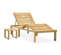 vidaXL Lettino Prendisole con Tavolino in Legno di Pino Impregnato
