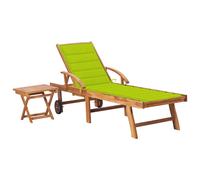 vidaXL Lettino Prendisole con Tavolo e Cuscino in Massello di Teak