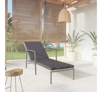 Lettino Prendisole da Giardino in Polyrattan con Cuscino - Colore Grigio (317636)