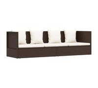 vidaXL Lettino Prendisole da Giardino Cuscini in Polyrattan Marrone