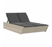 vidaXL Lettino Prendisole Doppio con Cuscini Grigio Chiaro Polyrattan