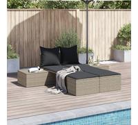 vidaXL Lettino Prendisole Doppio con Cuscini Grigio Chiaro Polyrattan