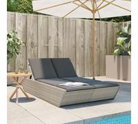 vidaXL Lettino Prendisole Doppio con Cuscini Grigio Chiaro Polyrattan