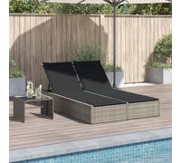 vidaXL Lettino Prendisole Doppio con Cuscini Grigio Chiaro Polyrattan