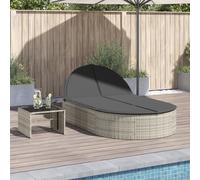 vidaXL Lettino Prendisole Doppio con Cuscini Grigio Chiaro Polyrattan