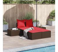 vidaXL Lettino prendisole doppio con Cuscini in Polyrattan Marrone