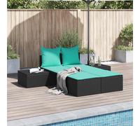 Lettino prendisole doppio con Cuscini in Polyrattan Nero