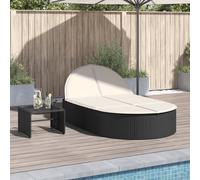 vidaXL Lettino Prendisole Doppio con Cuscini Nero in Polyrattan
