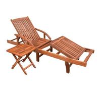 VIDAXL - Lettino Prendisole e Tavolo Set Legno Massello Acacia Marrone