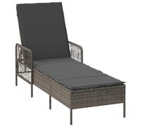 vidaXL Lettino regolabile grigio e scuro sedia da esterno pieghevole resistente alle intemperie per mobili da patio balcone giardino sdraio reclinabile al bordo della piscina strutturata rattan