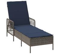 vidaXL Lettino Prendisole Grigio PE Rattan 157 x 55 x 92 cm Pieghevole