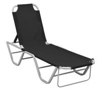 VIDAXL - Lettino Prendisole in Alluminio e Textilene Nero