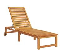 vidaXL Lettino prendisole in legno massello di acacia con schienale regolabile, pieghevole per esterni, naturale | occupazione singola sedia da giardino per rilassamento, imbottito in legno patio